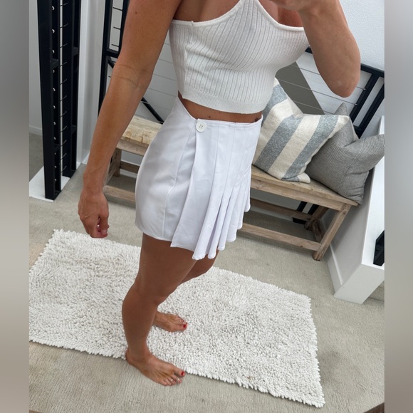 Superdown white pleated classic high waist skort semi-formal summer beach S - Picture 3 of 9